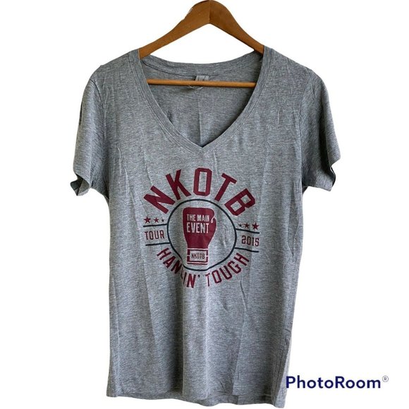 Cotton Heritage Tops - New Kids On The Block 2015 Gray Tour T-Shirt Women's XL Music Band New V-Neck